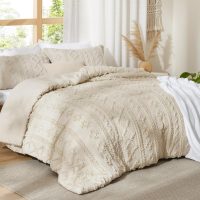 Bedsure Tufted Boho Comforter Set King Size - Beige Boho Bed Set, GentleSoft™ 3 Pieces Farmhouse Shabby Chic Embroidery Bedding, Gifts for Woman, Soft Jacquard King Comforter for All Seasons - Image 6