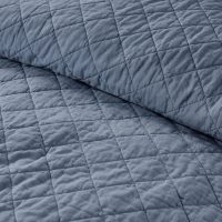 WDCOZY 100% Cotton King Size Quilt Set - Dusty Blue Ruffle Box Soft Lightweight Bedspread, Textured Like Linen, Farmhouse Country Rustic Coverlet, Shabby Chic Gauze Bedding, 3 Pieces - Image 3