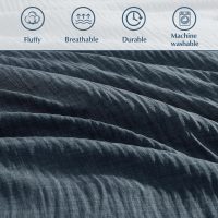 Geniospin King Size Comforter Set- 7 Piece Navy Blue Textured King Bedding Set, Soft Solid Bed in a Bag for All Season, King Comforter Set with Sheets(Navy Blue,102''x90'') - Image 6