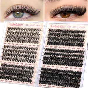 Calphdiar Eyelash Clusters 30D+40D+50D+60D+80D+100D Lash Clusters Wispy Individual Lashes 476PCS D-curly Lash Extension 10-16MM Natural Lashes Clusters DIY Cluster Eyelash Extensions for Beginners