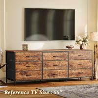 Huuger 63 Inch Dresser for Bedroom, Dresser for Closet with 9 Drawers, Large TV Stand for 55, 65, 70 Inch TV, Entertainment Center with Storage, Wide Long Chest of Drawers, Rustic Brown - Image 5