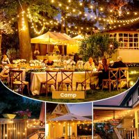 Outdoor String Lights 25 Feet G40 LED Patio Lights, Plug-in, 13 Plastic Edison Bulbs(1 Spare), Waterproof Connectable Hanging Light for Backyard Porch Balcony Party Decor, E12 Base, Black - Image 9