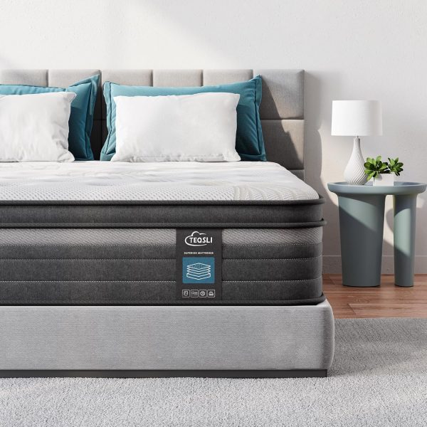 TeQsli Queen Mattress, 12 Inch Queen Size Mattresses in a Box, Gel Memory Foam Hybird Mattress with Individual Pocket Spring, Pressure Relief, Motion Isolation, Fiberglass Free
