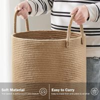 Jute Rope Laundry Hamper Basket by YOUDENOVA, 58L Tall Laundry Basket, Baby Nursery Hamper for Blanket Storage for Bedroom-Large-Jute - Image 4