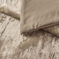 Fredsure Crinkle Velvet Comforter Set, 3 Pieces Khaki Queen, Crinkle Velvet Face and Brushed Microfiber Reverse - Image 5