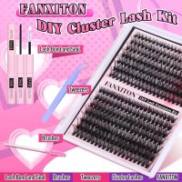 FANXITON DIY Lash Extension Kit Volume Lash Clusters 40D+50D D Curvature Individual Lashes Lash Clusters Kit Thick Eyelash Extension Kit 280 pcs Thin Band Cluster Lashes Lash Bond and Seal Tweezers - Image 2