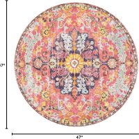 Lahome Bohemian Floral Medallion Round Rug - 4Ft Hot Pink Soft Round Area Rug Bedroom Kitchen Mat, Turkish Washable Indoor Floor Accent Bathroom Carpet for Nursery Living Room Home Office Hallway - Image 2