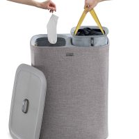 Joseph Joseph Tota 90 liter/23.8 gallon Laundry Hamper Separation Basket with lid, 2 Removable Washing Bags with Handles - Gray - Image 2