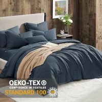 Geniospin King Size Comforter Set- 7 Piece Navy Blue Textured King Bedding Set, Soft Solid Bed in a Bag for All Season, King Comforter Set with Sheets(Navy Blue,102''x90'') - Image 2
