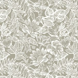 CiCiwind Peel and Stick Wallpaper Floral Wall Paper Removable Self Adhesive Vintage Contact Paper Cream and White Tropical Leaf Bedroom Bathroom Kitchen Decoral Papel Tapiz para Pared 17.3"×78.7"