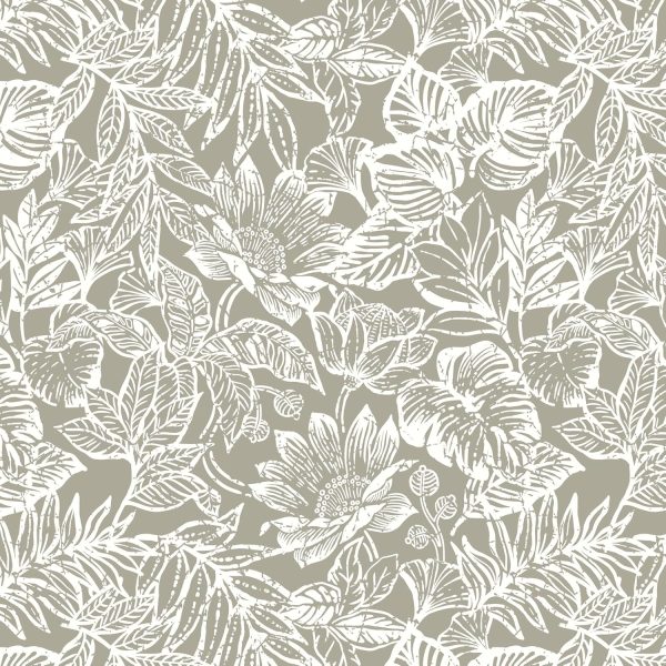CiCiwind Peel and Stick Wallpaper Floral Wall Paper Removable Self Adhesive Vintage Contact Paper Cream and White Tropical Leaf Bedroom Bathroom Kitchen Decoral Papel Tapiz para Pared 17.3"×78.7"