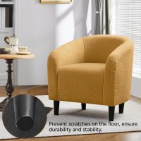 Yaheetech Accent Barrel Chair, Boucle Fabric Club Chair, Furry Sherpa Elegant and Cozy, Soft Padded Armchair for Living Room Bedroom Reception Room Office, Mustard Yellow - Image 8