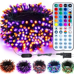 Brizled Color Changing Halloween Lights, 66ft 200 LED RGB Christmas Lights Music Sync, 120+ Modes Remote Dimmable Outdoor Christmas Light, Mini Tree Light Indoor Plugin for Xmas Halloween Party Decor