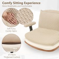 Fizzin Criss Cross Chair,Cross Legged Chair with Wheels and Arms,27" Wide Seat Office Desk Chair with Flipable Back Cushion,Mid Back Beige Swivel Chair for Home Office,Bedroom Vanity(Beige) - Image 7