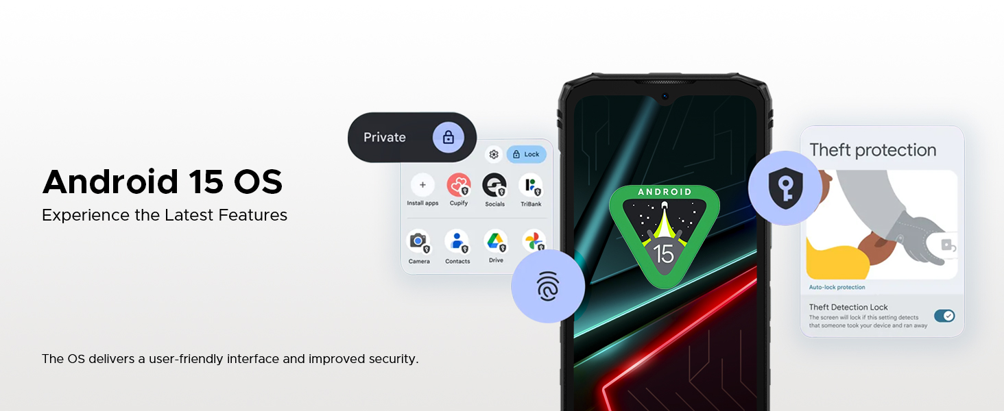 DOOGEE Blade10 Energy Android 15 Rugged Phone 4.5G,10.7mm Ultra-Thin,24GB+128GB/TF 2TB Octa Core