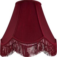 GO&SO Set of 2 Burgundy Silk Scalloped Lamp Shade, Petal Edge Braid with Burgundy Fringe Trim, 6"x13"x10.6"(Spider), Victorian Bell Lamp Shades, Replacement Shades for Table,Floor Lamps, Easy Assembly - Image 5
