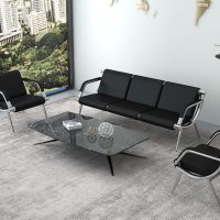Kinsuite 3-Seat Office Reception Waiting Room Chairs - Guest & Reception Chairs for Salon Barber Bench Airport Bank Hall Visitor Guest Black PU Leather Office Sofa, Black - Image 2