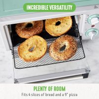 GreenLife Countertop Toaster Oven Air Fryer Stainless Steel, Healthy Ceramic Nonstick, PFAS and PFOA-Free, Tray & Basket, Bake, Broil, Reheat, Adjustable Temp & Time Control, Auto Shutoff, Turquoise - Image 6