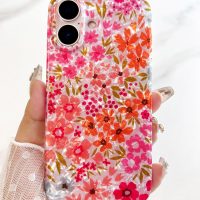 Qokey Compatible for iPhone 16 Case 6.1",Cute Garden Flowers Design for Women Shell Pattern Soft Bumper Lightweight Slim Fit TPU Shockproof Non-Yellowing Phone Cover for iPhone 16, Pink Floral - Image 2