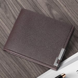 Men's Wallet Bifold Slim Wallet for Men, Minimalist Wallet for Men with 3 Card Slots, 1 ID Window, 1 Cash Slot (Coffee)