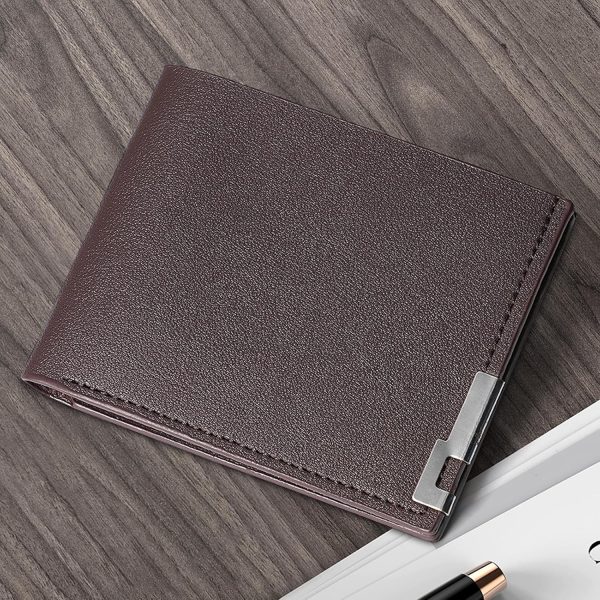 Men's Wallet Bifold Slim Wallet for Men, Minimalist Wallet for Men with 3 Card Slots, 1 ID Window, 1 Cash Slot (Coffee)