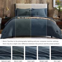 Geniospin King Size Comforter Set- 7 Piece Navy Blue Textured King Bedding Set, Soft Solid Bed in a Bag for All Season, King Comforter Set with Sheets(Navy Blue,102''x90'') - Image 3