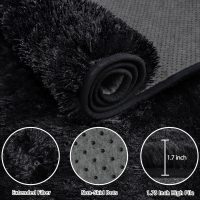 8x10 Area Rug for Living Room:Ultra Soft Fluffy Shag Black Rugs,Large Fuzzy Plush Indoor Non Slip Carpet Washable Rug for Bedroom Kids Nursery Office Dorm Modern Decor(Black) - Image 5