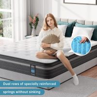 TeQsli Queen Mattress, 12 Inch Queen Size Mattresses in a Box, Gel Memory Foam Hybird Mattress with Individual Pocket Spring, Pressure Relief, Motion Isolation, Fiberglass Free - Image 3