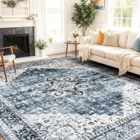 AMADA HOMEFURNISHING 8x10 Washable Area Rug, Low-Profile Large Area Rug with Non-Slip Backing & Durable Edge Binding, Vintage Large Rugs for Living Room, Bedroom, Dinning Room - Image 8