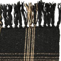 Plaid Black & Tan Fringed Woven Cotton Blend Throw - Image 6