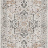 GENIMO 5X7 Area Rugs for Living Room, Machine Washable Non Slip Vintage Rugs, Low Pile Lightweight Chenille Print Rug for Bedroom, Dining Room, Home Office, Light Taupe Brown - Image 8