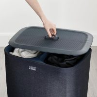 Joseph Joseph Tota 90 liter/23.8 gallon Laundry Hamper Separation Basket with lid, 2 Removable Washing Bags with Handles - Black - Image 7