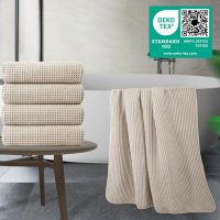 POLYTE Microfiber Oversize Quick Dry Lint Free Bath Towel, 60 x 30 in, 4 Pack (Waffle Weave) - Image 5