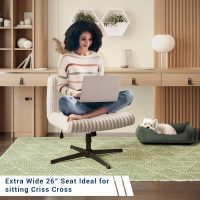 Techni Mobili Criss Cross Chair, Armless Extra Wide Office Desk Chair No Wheels, 26" Extra Large Padded Seat to Sit Cross Legged, Taupe - Image 5