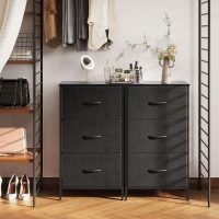 AODK Dresser for Bedroom Nightstand Small Dressers Chest of Drawers End Table for Living Room, Closet Dresser with 3 Storage Drawers Organizer Clothes, Black - Image 7