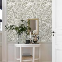 CiCiwind Peel and Stick Wallpaper Floral Wall Paper Removable Self Adhesive Vintage Contact Paper Cream and White Tropical Leaf Bedroom Bathroom Kitchen Decoral Papel Tapiz para Pared 17.3"×78.7" - Image 3