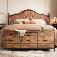 Huuger 63 Inch Dresser for Bedroom, Dresser for Closet with 9 Drawers, Large TV Stand for 55, 65, 70 Inch TV, Entertainment Center with Storage, Wide Long Chest of Drawers, Rustic Brown - Image 2