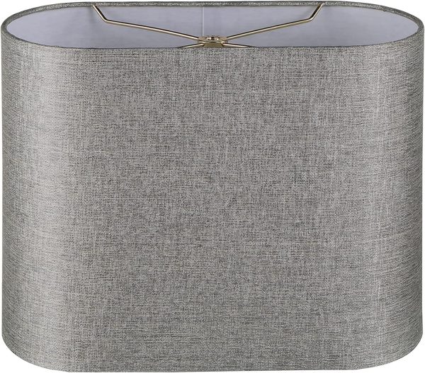 Aspen Creative 37002 Contemporary Oval Hardback Shaped Spider Construction Lamp Shade in Sliver Grey, 13 1/2" wide (8" + 13 1/2") x (8" + 13 1/2") x 10 1/2"