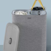 Joseph Joseph Tota 90 liter/23.8 gallon Laundry Hamper Separation Basket with lid, 2 Removable Washing Bags with Handles - Gray - Image 10