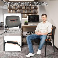 Waiting Room Chairs No Wheels Set of 4, Leather Stationary Office Reception Guest Chair with Padded Arms for Elderly Desk Conference Room Lobby Table Side Salon - Image 5