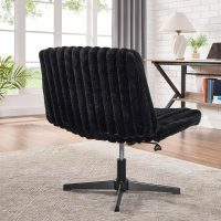 Roundhill Blynn Adjustable Swivel Criss Cross Chair, Wide Seat Office Chair Vanity Chair, Black - Image 6