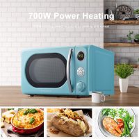 Galanz GLCMKA07BER-07 Retro Microwave Oven, LED Lighting, Pull Handle Design, Child Lock, Bebop Blue, 0.7 cu ft - Image 3