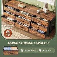 Huuger 63 Inch Dresser for Bedroom, Dresser for Closet with 9 Drawers, Large TV Stand for 55, 65, 70 Inch TV, Entertainment Center with Storage, Wide Long Chest of Drawers, Rustic Brown - Image 4