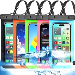 Up to 8.3" 5 Pack Multicolor Universal Waterproof Phone Pouch, Phone Waterproof Case Dry Bag,Protection Level: IP68,Outdoor Sports for Apple iPhone,Samsung,and More,Black,Blue,Pink,Orange,Green