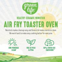 GreenLife Countertop Toaster Oven Air Fryer Stainless Steel, Healthy Ceramic Nonstick, PFAS and PFOA-Free, Tray & Basket, Bake, Broil, Reheat, Adjustable Temp & Time Control, Auto Shutoff, Turquoise - Image 4