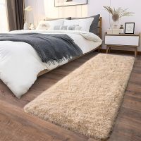 Soft Runner Rugs for Bedroom Hallways, 2x6 Beige Fluffy Shag Throw Area Rug Non Slip for Bedside Dorm, Long Shaggy Furry Carpet for Nursery Living Room - Image 8