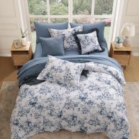 Queen Comforter Set -7 Pieces Floral Blue Comforter Set for All Seasons, Bed in a Bag Queen with Botanical Flowers Comforter, Sheets, Pillowcases & Shams - Image 3