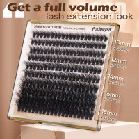 Focipeysa Lash Extension Kit Thick Eyelash Extension Kit 10-18mm Fluff Volume Lash Clusters 200D Individual Eyelashes Kit with Lash Bond, Lash Remover, Lash Applicator, DIY Lashes Extension - Image 2