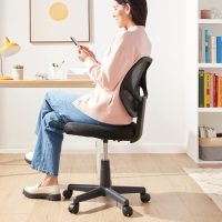 Amazon Basics Rolling Desk Chair, Adjustable, Low Back, Padded Seat, Breathable Mesh, Swivel, Black, 21.25" D x 22.5" W x 38" H - Image 2