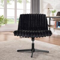 Roundhill Blynn Adjustable Swivel Criss Cross Chair, Wide Seat Office Chair Vanity Chair, Black - Image 3